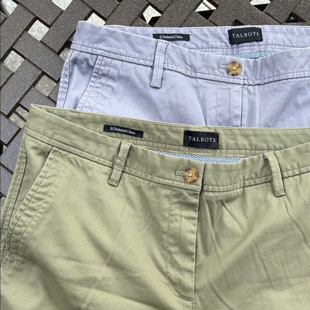 Talbots relaxed Chinos bundle women’s 8- Light Gray and Olive